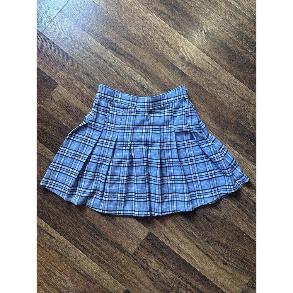 Hollister Vintage Y2K Plaid Pleated Ultra High Rise Mini Skirt XS Blue